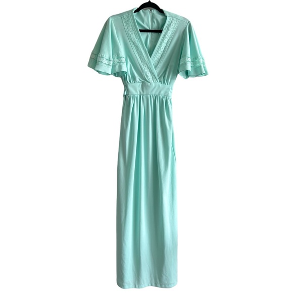 Vintage Dresses & Skirts - Vintage 70s Mint Green Maxi Dress